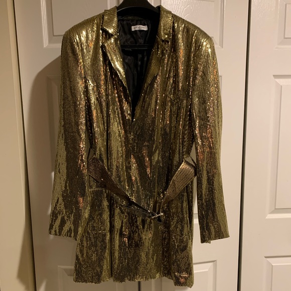 slim fit dress slacks Natalie Gold Sequin Blazer Mini Dress main image 0